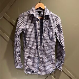 J. Crew Blue and White Checkered Button-Up Shirt